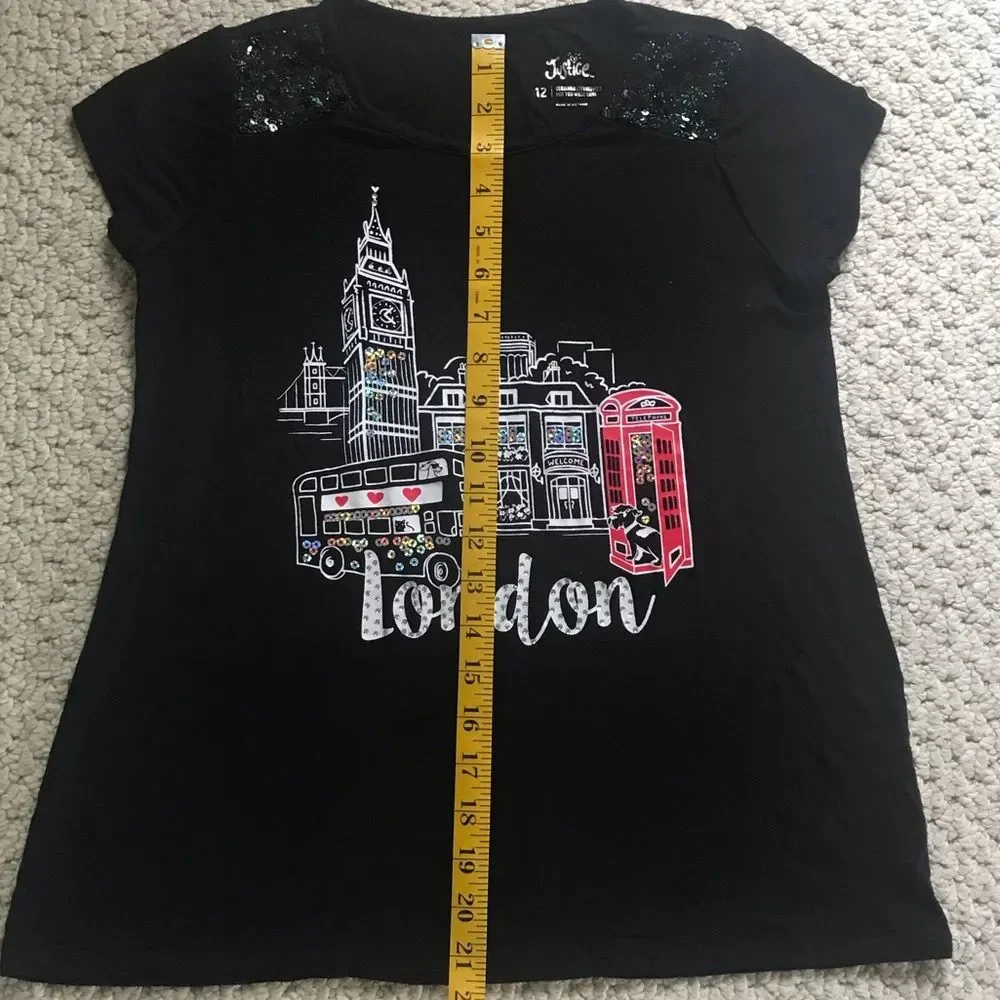 Justice Short Sleeve Tee London Sequin Details